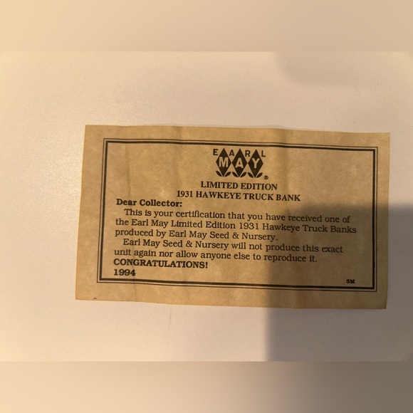 Earl E May Green 1931 Delivery Truck Bank - Picture 10 of 10